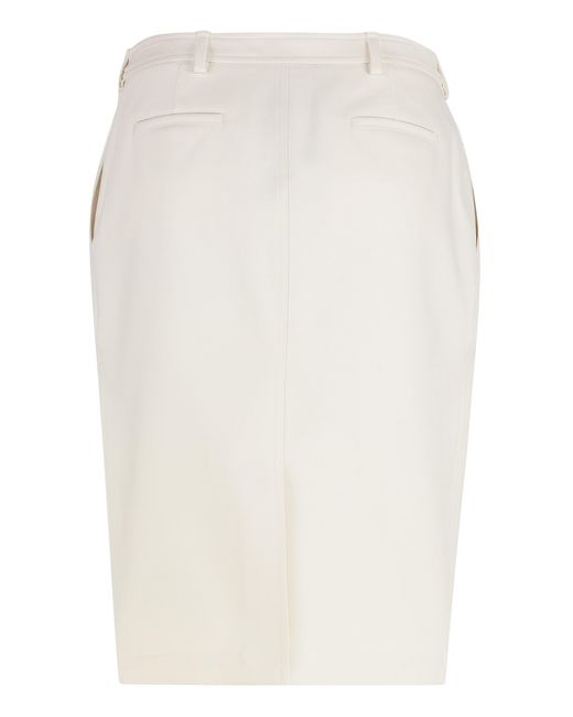 Tom Ford Natural Cotton Midi Skirt With Functional Pockets