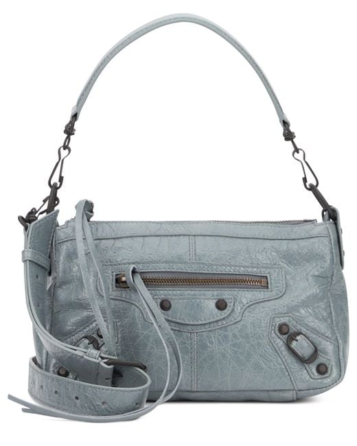 Balenciaga Gray Le City Moto Mini Lambskin Shoulder Bag