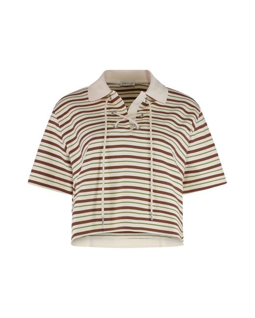 Moncler Natural Striped Cotton Polo