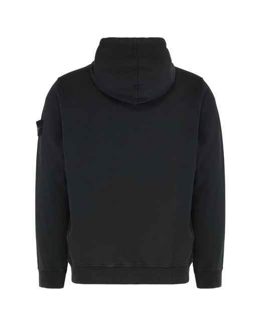 Stone Island Black Hooded Full-zip Sweatshirt for men
