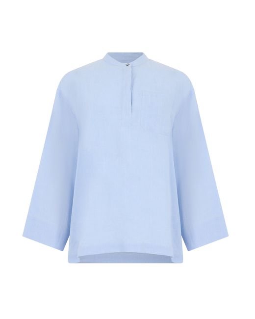Max Mara Blue Linen Blouse