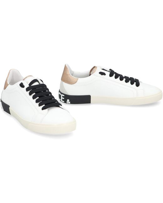 Sneakers Portofino in pelle di Dolce & Gabbana in White