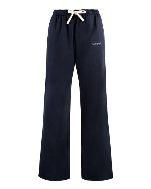 Palm Angels Blue Cotton Trousers for men