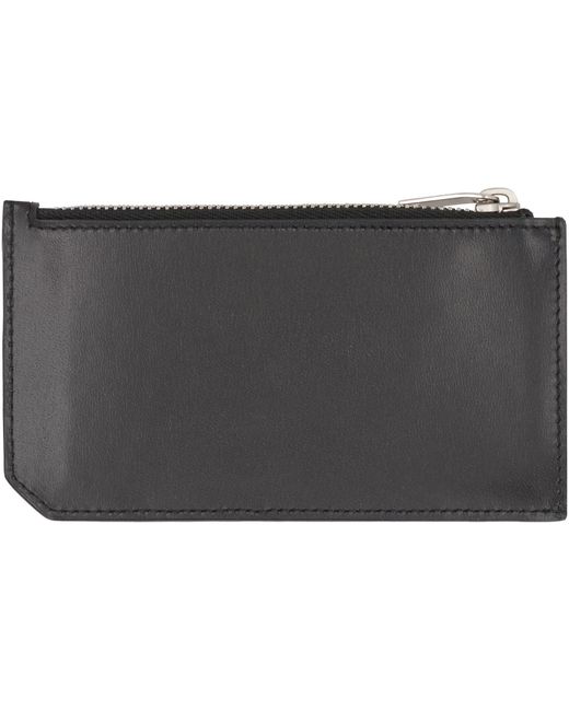 Saint Laurent Gray Smooth Leather Card Holder for men