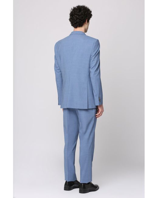 Boss Blue Stretch Wool Three-pieces Suit for men