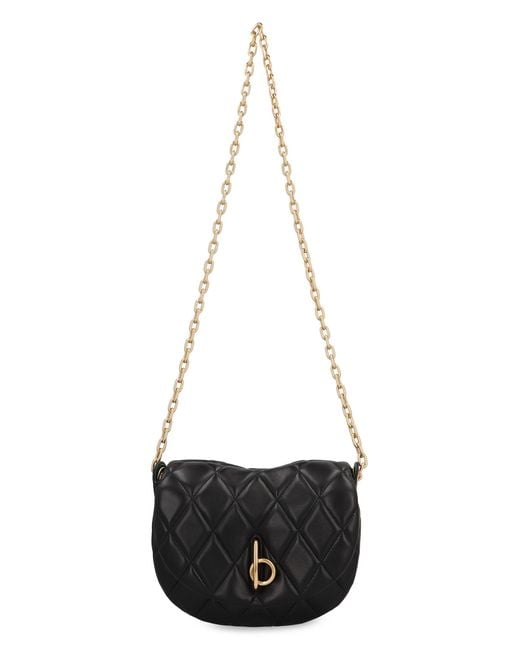 Burberry Black Mini Quilted Leather Handbag With Chain Strap