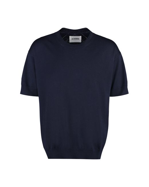 Jil Sander Blue Short Sleeve Wool Sweater for men
