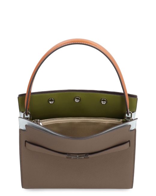 Tory Burch Brown Double Lee Radziwill Leather Handbag