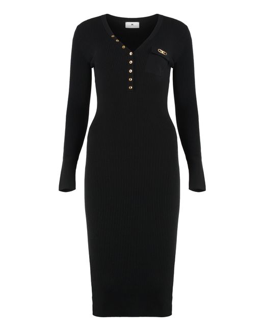 Elisabetta Franchi Black I Wear A Ribbed Sweater With A Pocket