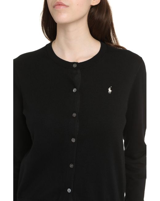 Cardigan in cotone con logo di Polo Ralph Lauren in Black