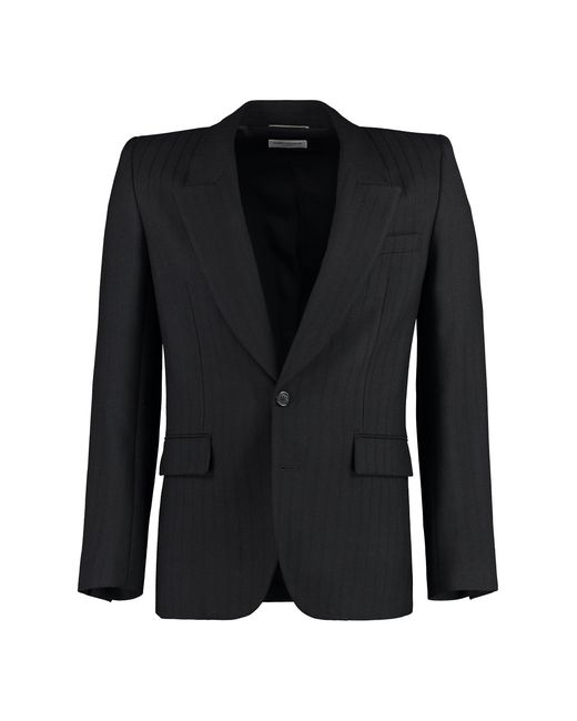 Saint Laurent Black Single Breasted Striped Tailored Blazer for men