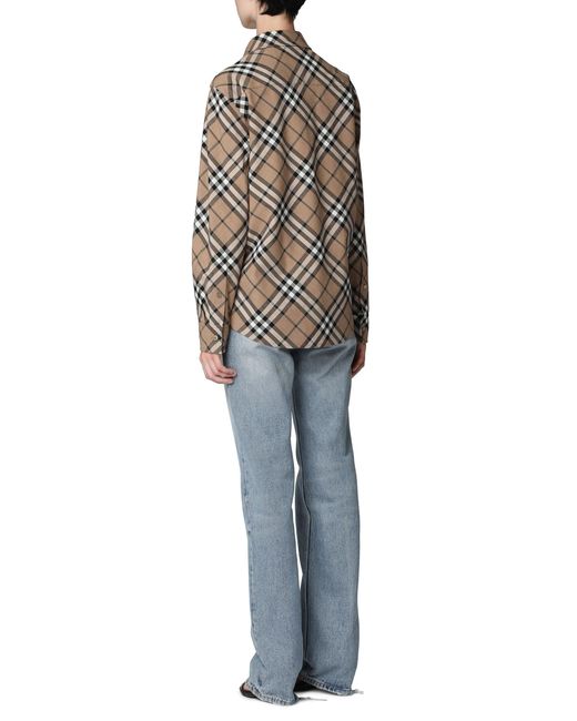 Burberry Gray Checkered Design Cotton Shirt For