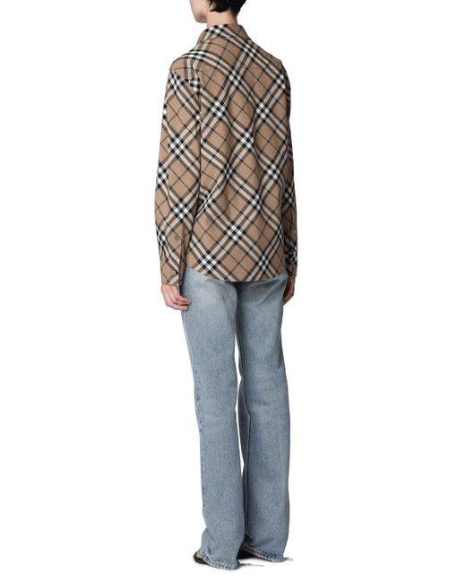 Burberry Gray Checkered Design Cotton Shirt For