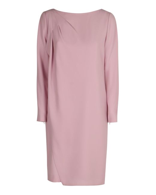 Emporio Armani Pink Asymmetrical Cady Dress With Gathering Detail