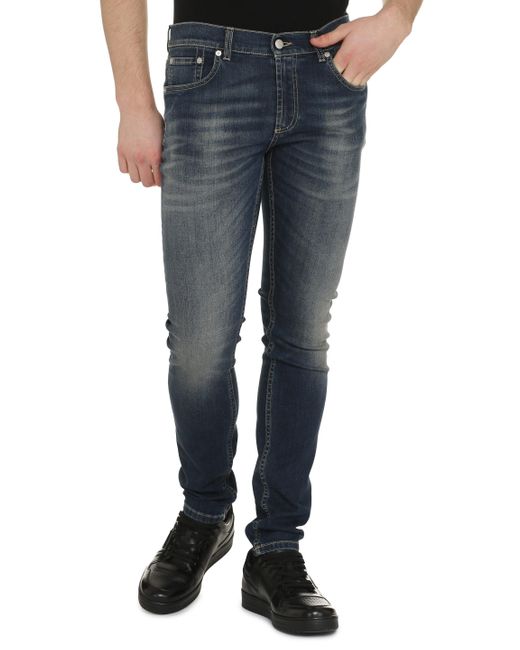 Jeans in cotone stretch di Alexander McQueen in Blue da Uomo