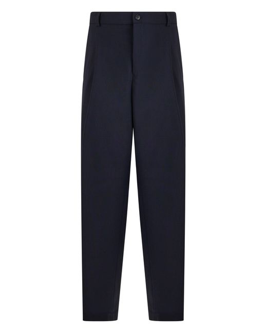 Boss Blue Tapered Wool Trousers for men