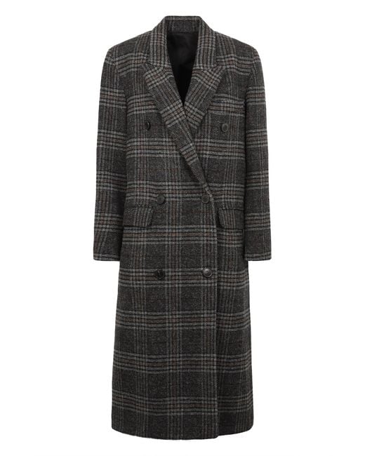 Isabel Marant Black Lexana Check-Motif Double-Breasted Coat