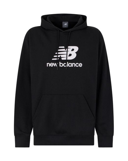 New Balance Black Hoodie Made Of Cotton With Logo for men