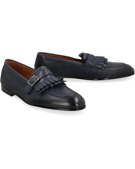 Doucal's Black Leather Loafers for men