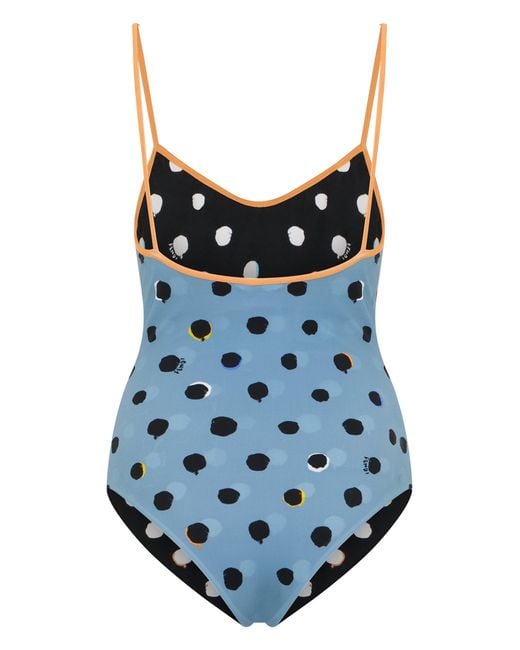 Fendi Blue Polka Dot Swimsuit