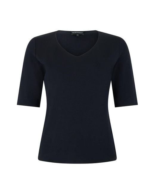 Emporio Armani Black Short Sleeve T-Shirt With V-Neck
