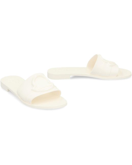 Moncler White Mon Rubber Slides
