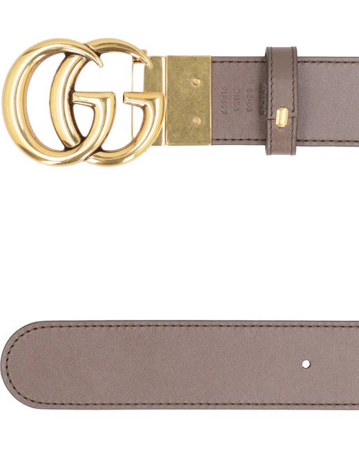 Cintura reversibile in pelle e tessuto GG supreme di Gucci in Gray