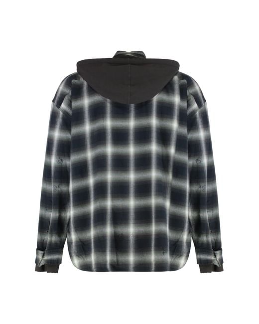 Maison Mihara Yasuhiro Black Checked Shirt With Hood for men