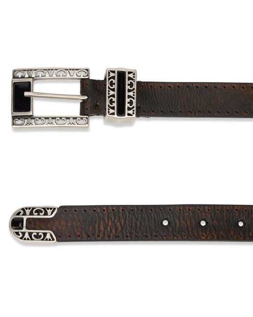 Golden Goose Deluxe Brand Brown Leather Belt With Decorated Buckle