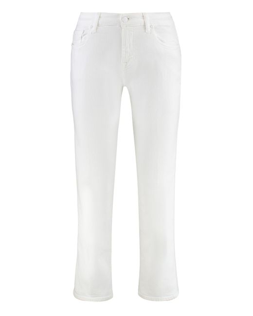 7 For All Mankind White Calie Straight Leg Jeans