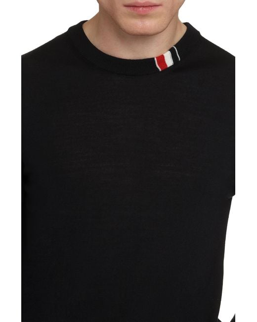 Thom Browne Black Virgin Wool Crew-Neck Sweater for men