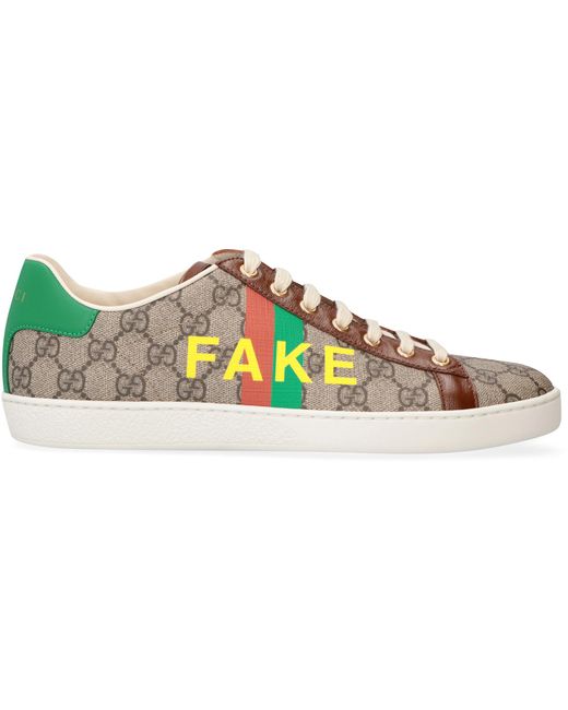 Gucci Natural Ace Fake-not Print Sneakers