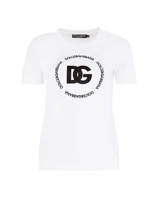 T-shirt girocollo in cotone di Dolce & Gabbana in White