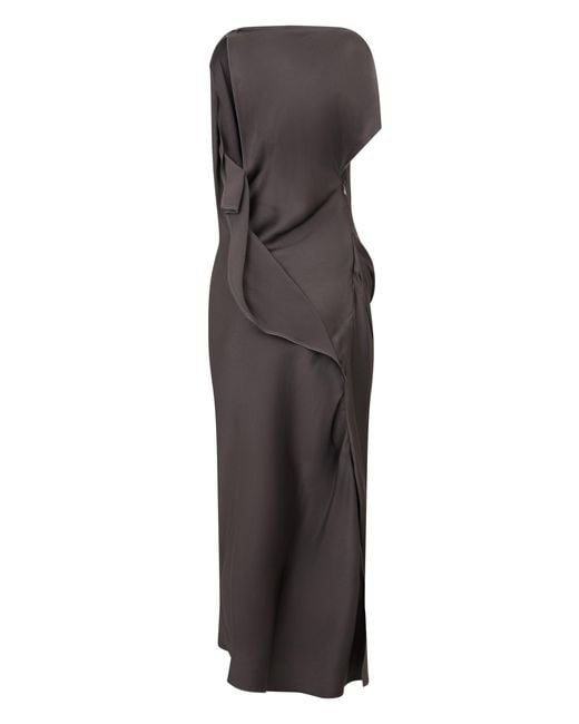 Victoria Beckham Brown Asymmetrical Long Dress