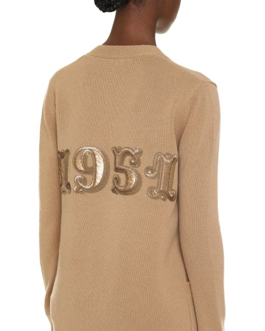Max Mara Brown Elegantly Embroidered Wool And Cashmere Cardigan