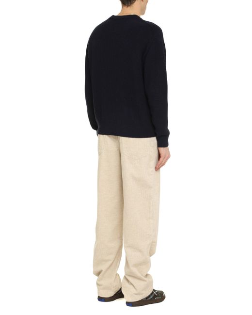 Maison Kitsuné Blue Wool-Blend Crew-Neck Sweater for men