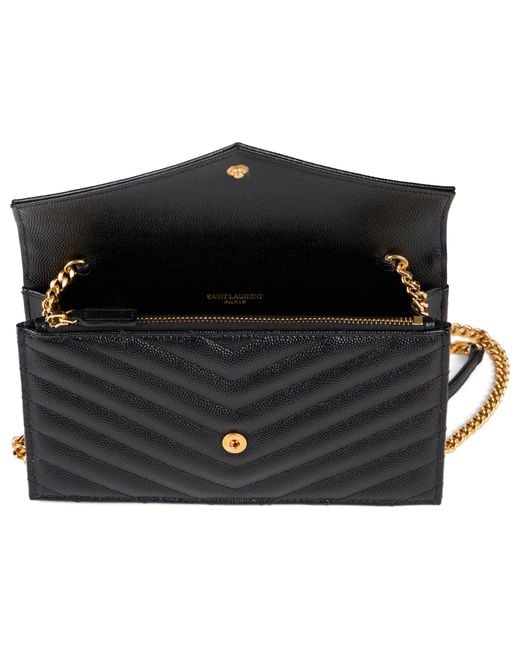 Saint Laurent Gray Cassandre Envelope Chain Wallet