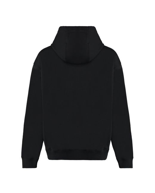 Versace Black Cotton Hoodie With Contrasting Logo Print for men