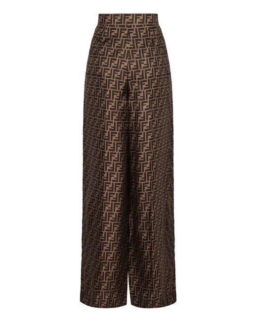 Fendi Brown Silk Trousers