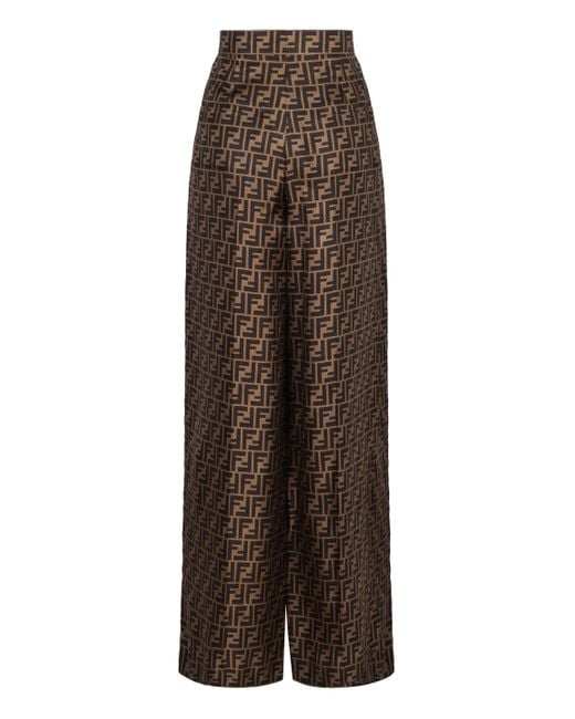 Fendi Brown Silk Trousers