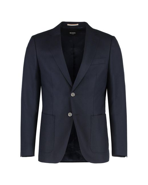 Boss Blue Single-Breasted Two-Button Jacket for men