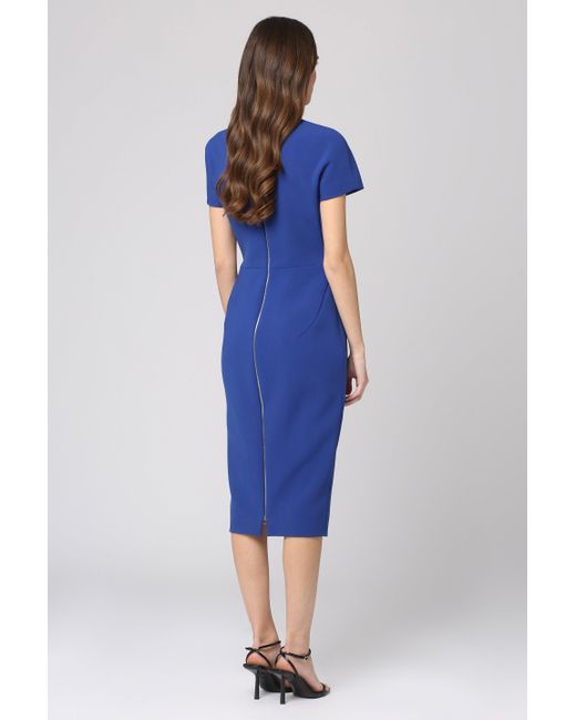 Victoria Beckham Blue Wool-Blend Dress