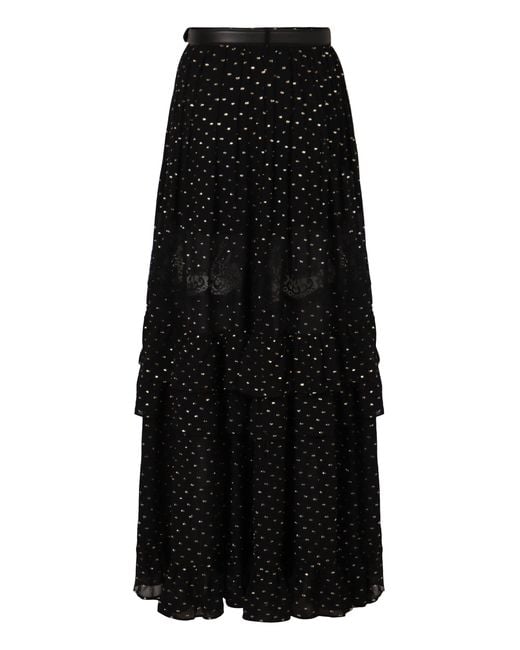 Self-Portrait Black Maxi Chiffon Skirt