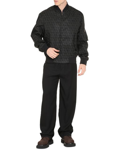 Valentino Garavani Black Nylon Bomber Jacket for men