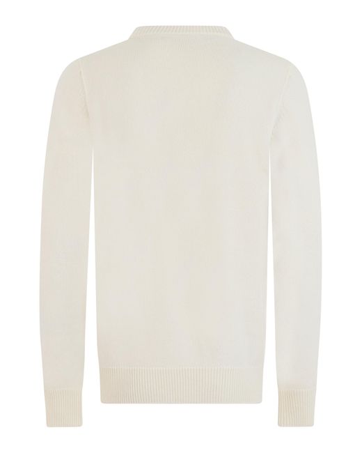 Stone Island White Crewneck Sweater for men