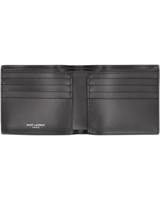 Saint Laurent Gray Tiny Cassandre East/West Leather Wallet for men