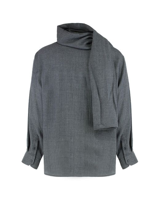 DARKPARK Gray George Shirt With Detachable Wool Scarf for men