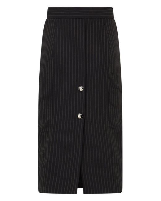 Elisabetta Franchi Black Slim Fit Pinstripe Dress