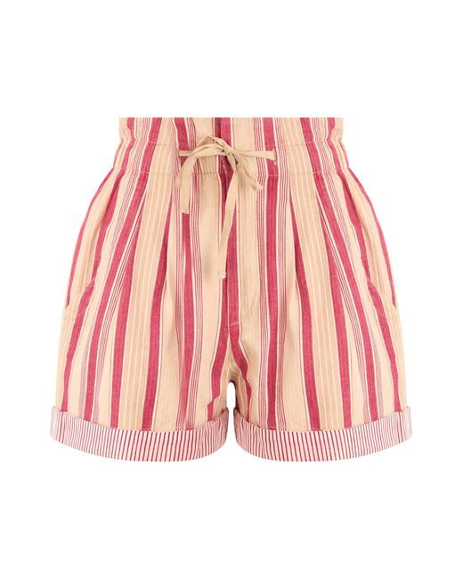 Isabel Marant Red Cotton Shorts With Stripes