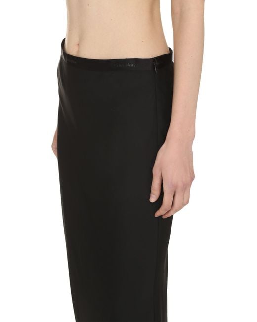 Calvin Klein Black Bias Midi Skirt